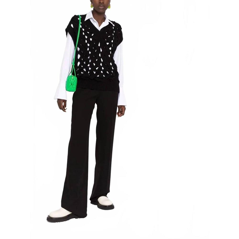 NEW VALENTINO open-knit wool-blend vest in black